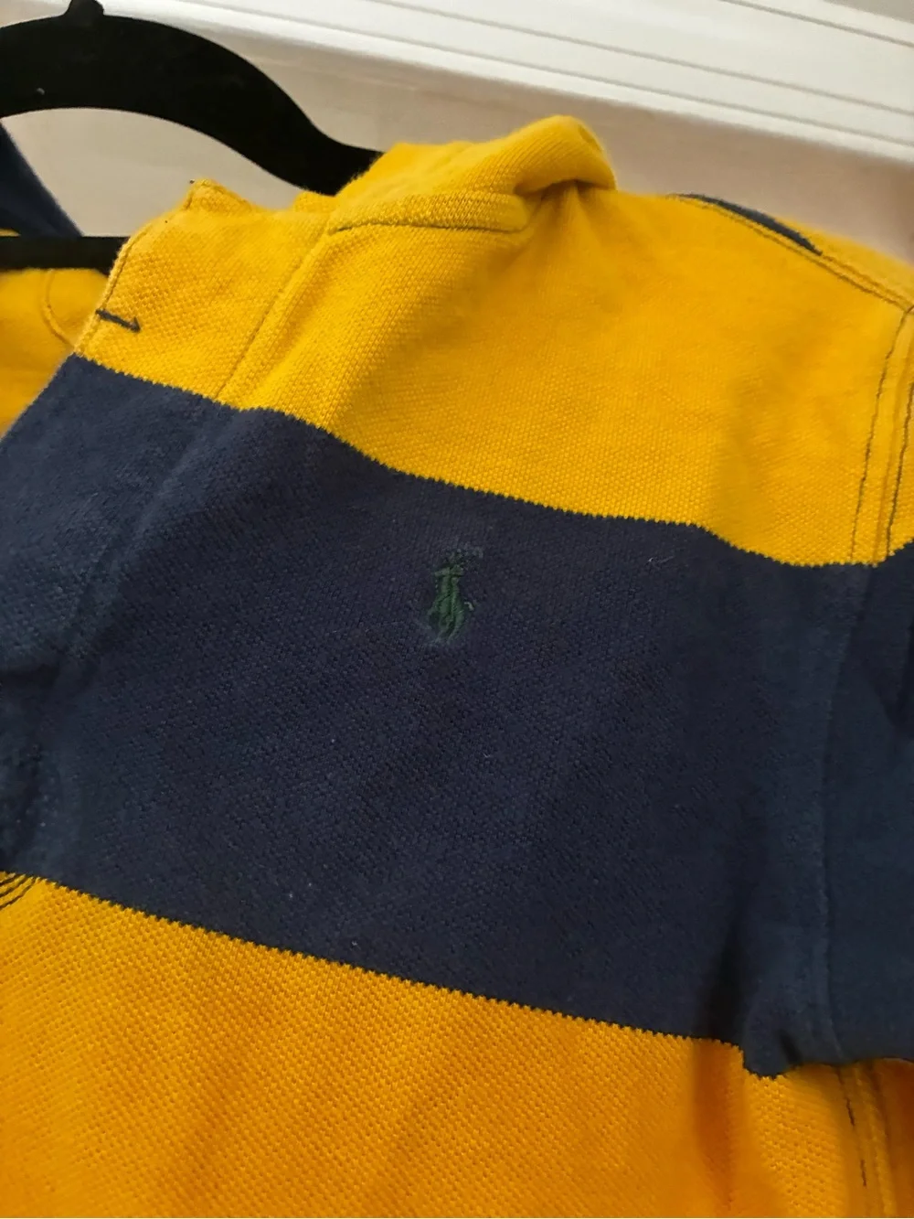 Ralph Lauren Kids Yellow & Navy Striped Rugby Hoodie